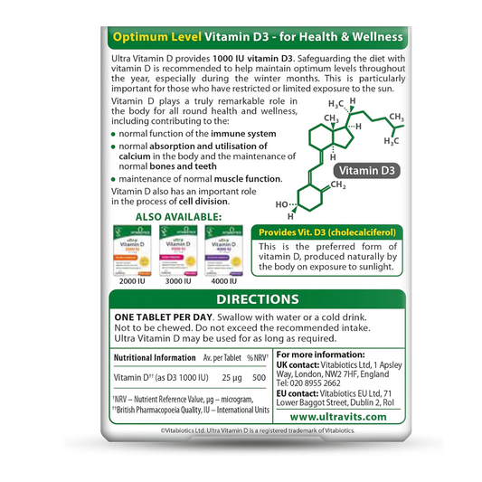 Vitabiotics Ultra Vitamin D 1000IU 96 Tablets (A)