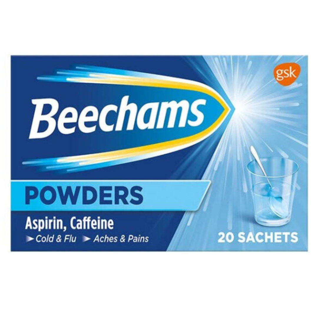 Beechams Cold and Flu Sachets Powders Aspirin & Caffeine 20s