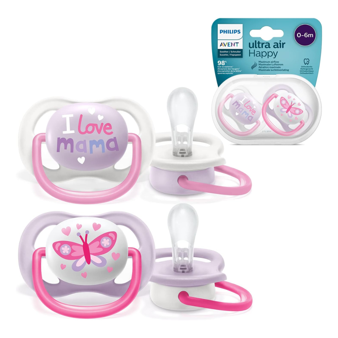 Philips Avent Ultra Air Pacifier, for 0-6m, Orthodontic & BPA, 2 pcs