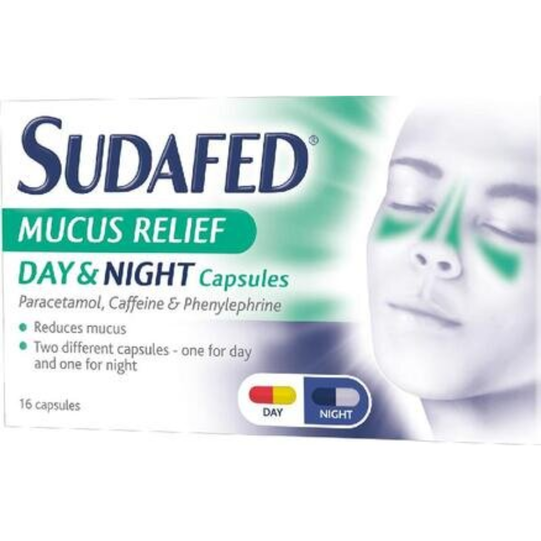 Sudafed Mucus Relief Day & Night 16 Capsules