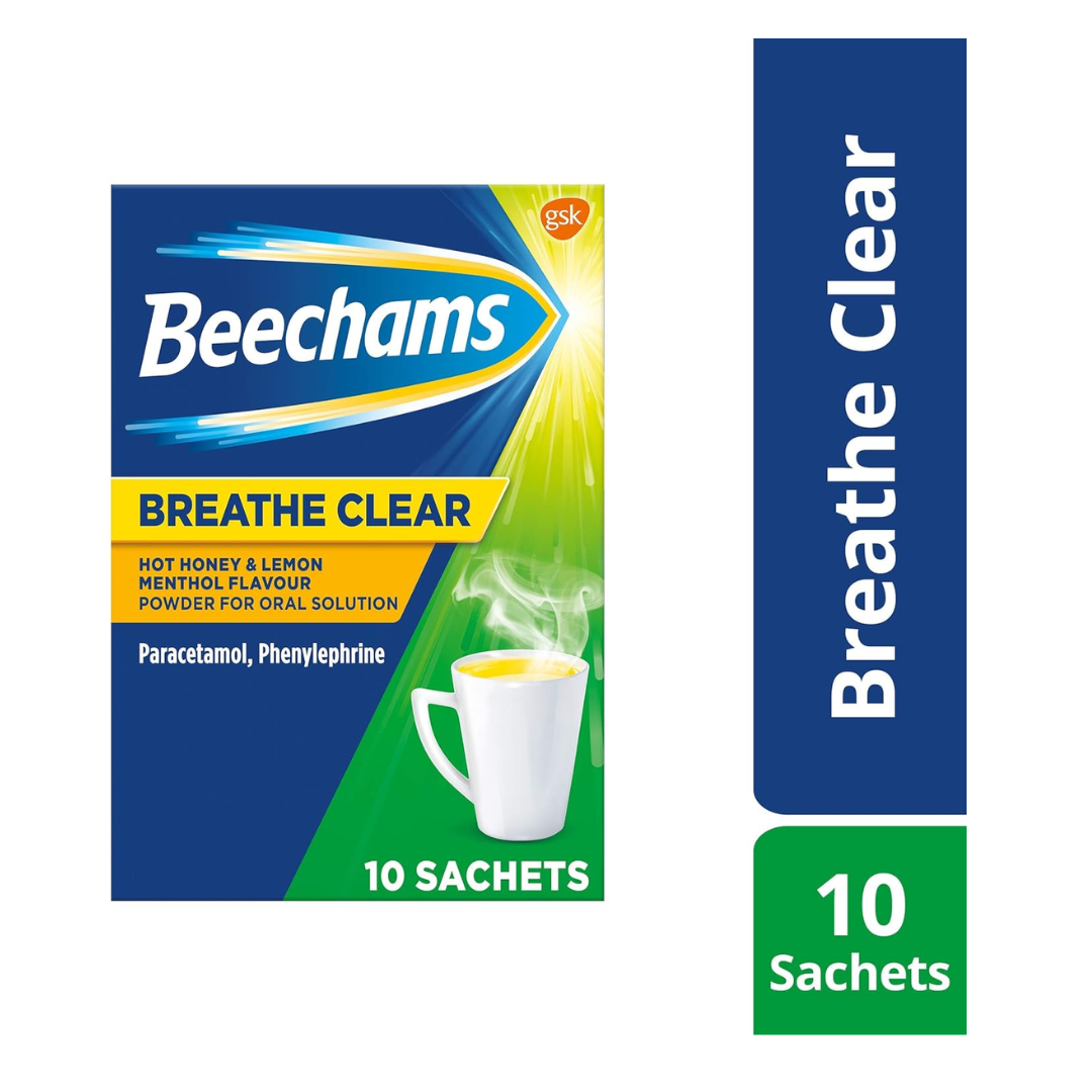Beechams Breathe Clear Sachets Hot Honey & Lemon Menthol - 10 Sachets