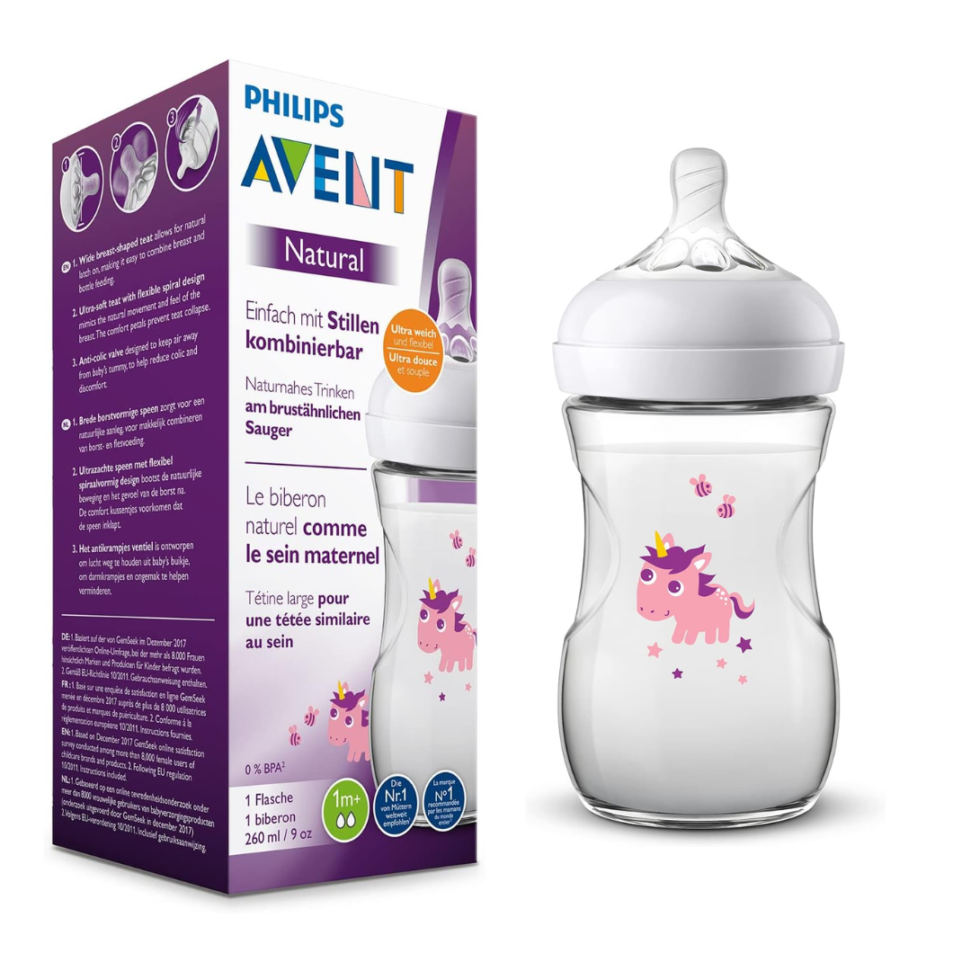 Philips Avent SCF070/25 Bottle 260 ml Unicorn Motif 0-12 Months Natural