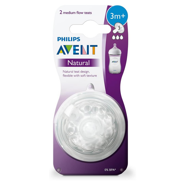 Philips Avent Natural Teat 3 Months+Medium Flow Anti-Colic Pack of 2