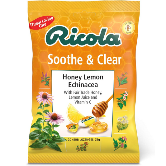 Ricola Soothe and Clear Honey Lemon and Echinacea Throat Lozenges 75 GM (D)