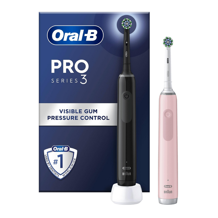 Oral-B Pro 3 - 3900 - Black & Pink Electric Toothbrush Duo Pack