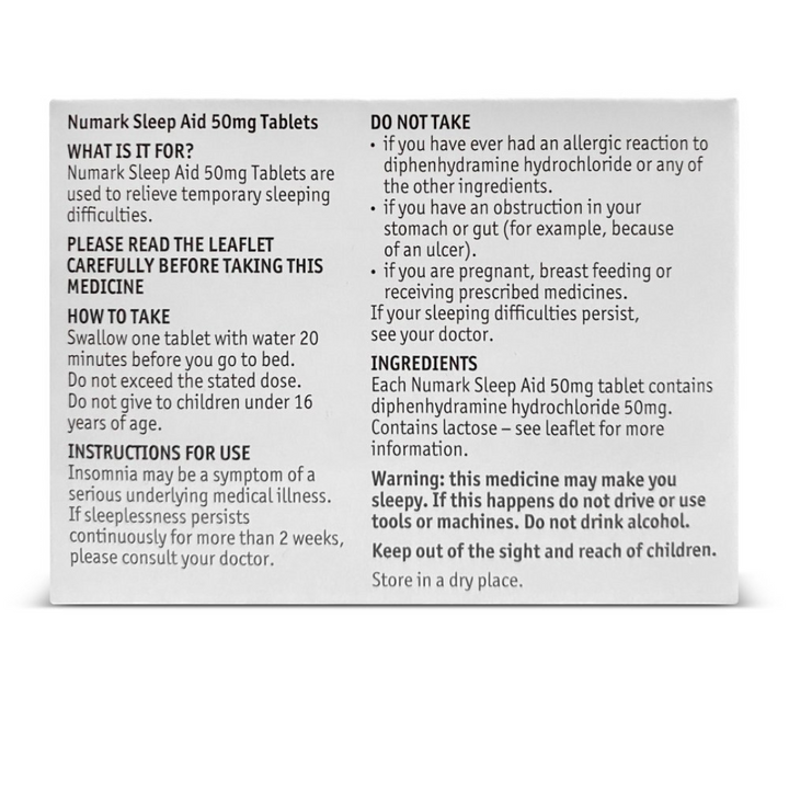 Numark Night Time Sleep Aid 50mg 20 Tablets | Sleep Aid Tablets