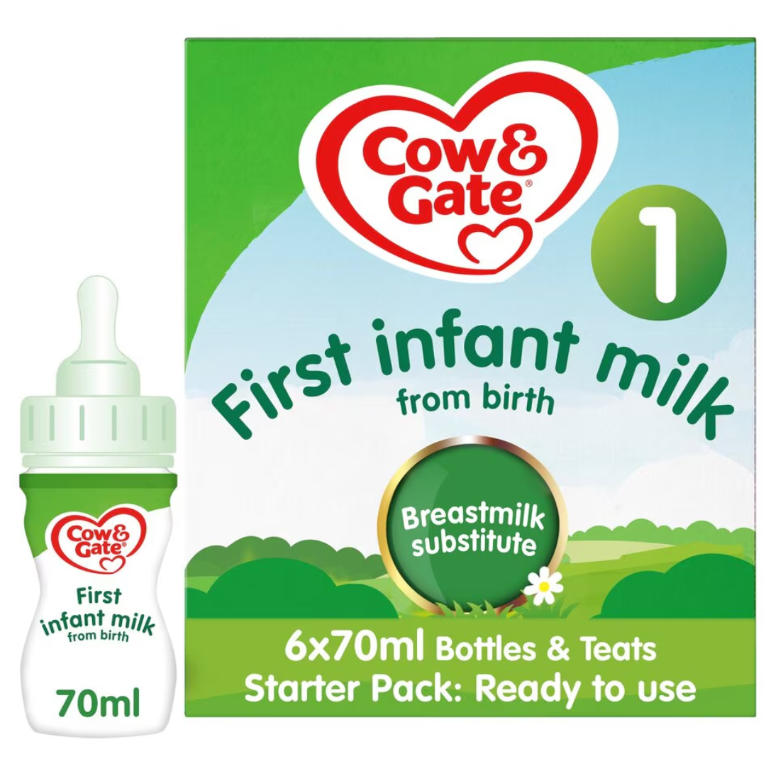 Cow & Gate 1 First Baby Milk Formula Liquid Starter Pack from Birth Ready To Feed 70ML (T)
