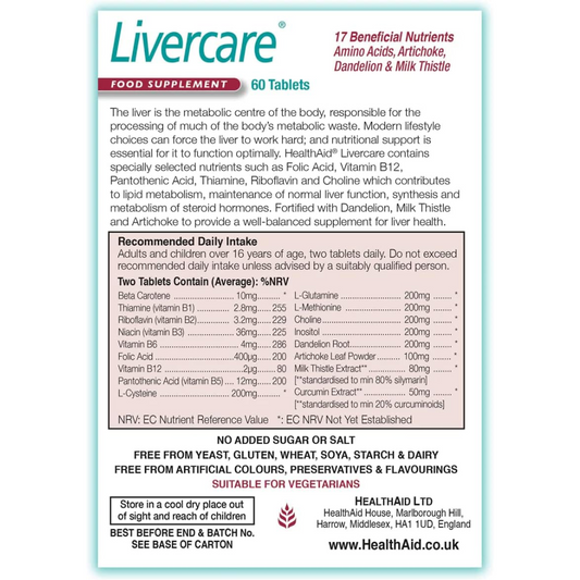 HealthAid Livercare  Vegetarian Tablets, Yellow, Turmeric, 60 Count  (T)
