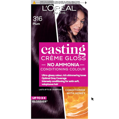 L'Oreal Paris Casting Creme Gloss Semi-permanent Hair Dye Leaving a Radiant Hair Colour316 Plum  (T)