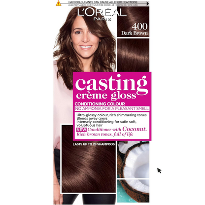 L'Oreal Paris Casting Creme Gloss Semi-Permanent Hair Dye 400 Dark Brown (T)