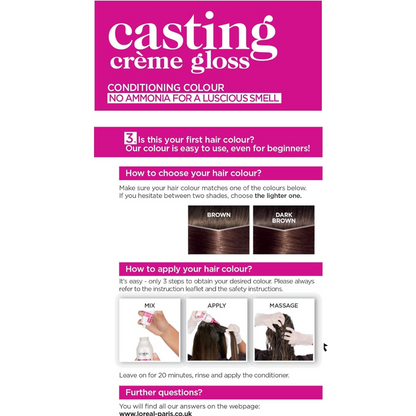L'Oreal Paris Casting Creme Gloss Semi-Permanent Hair Dye 400 Dark Brown (T)