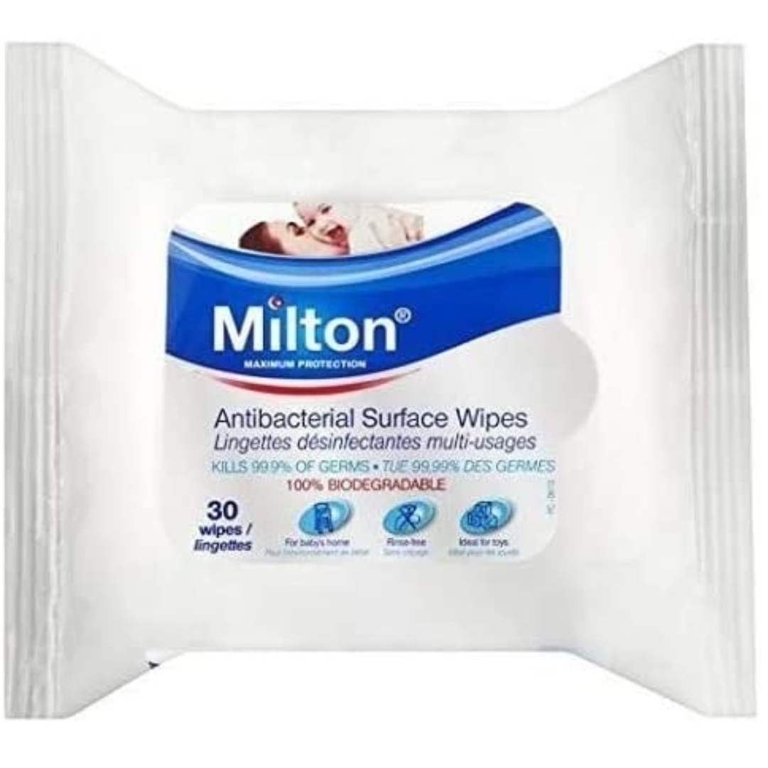 Milton Ceuta Anti-Bacterial Surface Wipes, Unscented, 30 Pieces