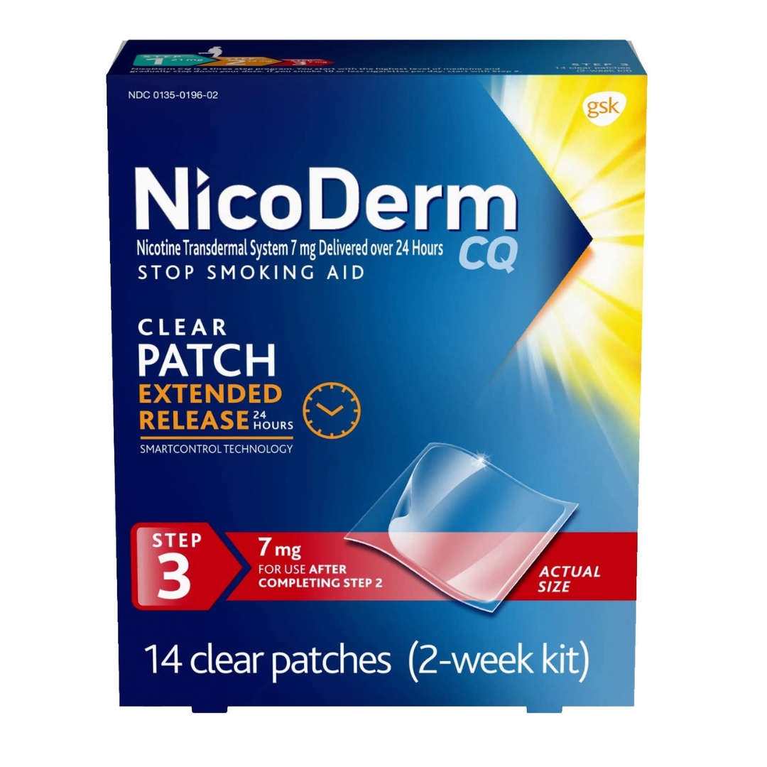 NicoDerm CQ Nicotine Patch 7mg Clear