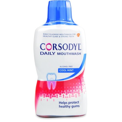 Corsodyl Daily Cool Mint Alcohol Free Mouthwash 500ml