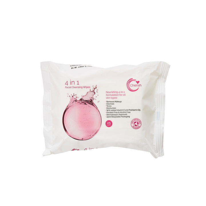 Cherish 4 in 1 Facial Cleansing Wipes 25’s
