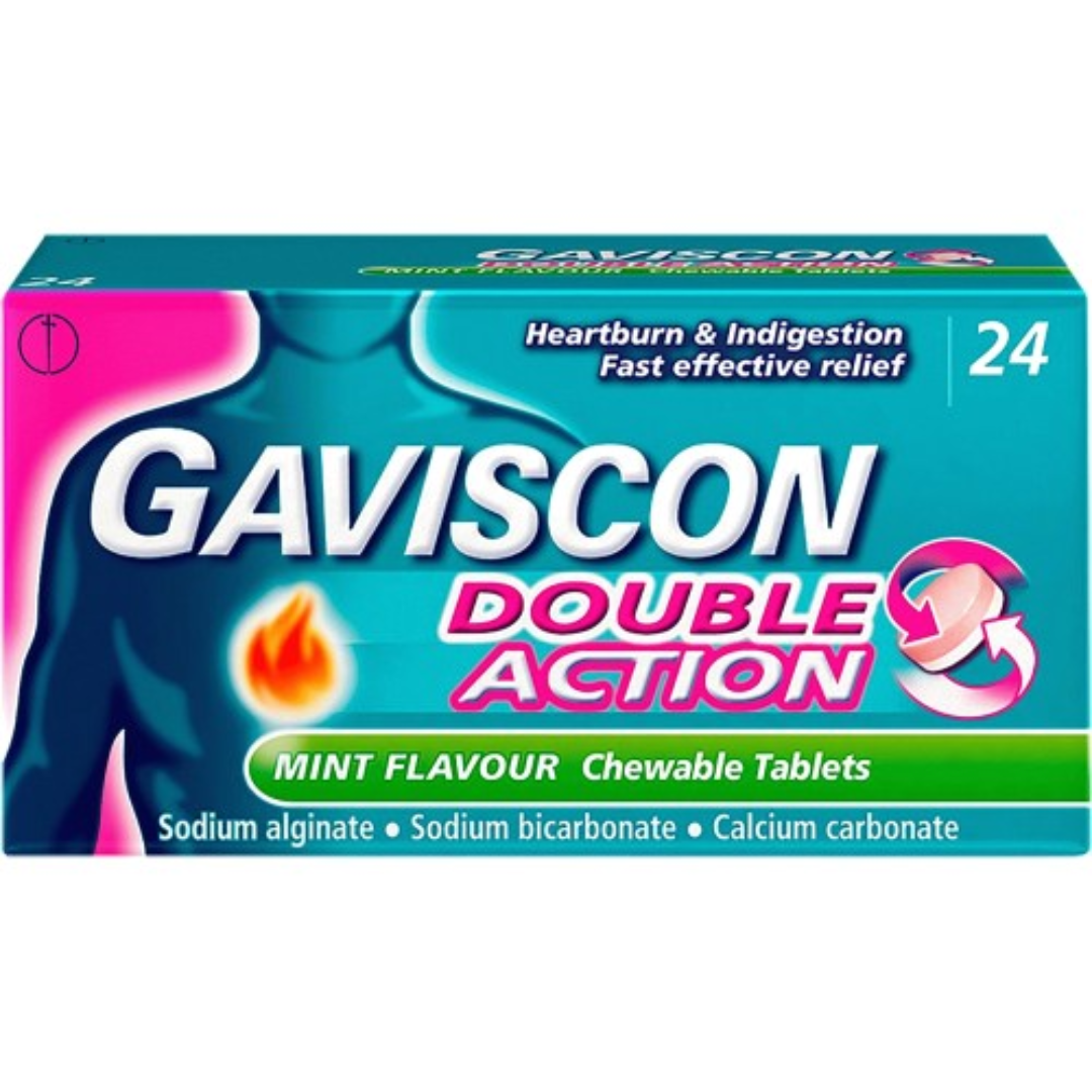 Gaviscon double action mint flavour chewable 24 tablets