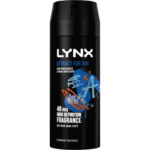 Lynx Body Spray Deodorant Aerosol, Attract for Him 150ml