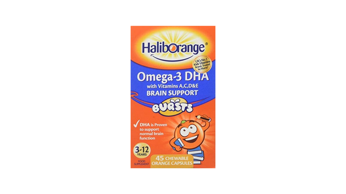 Haliborange Omega-3 with Vitamins A, C, D & E Brain Support Chewable Orange Capsules