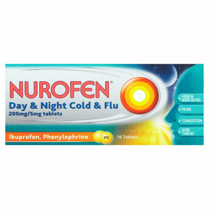 Nurofen Day & Night Cold & Flu 200mg/5mg 16 Tablets