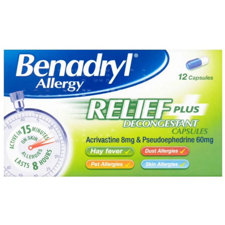 Benadryl Allergy Relief Plus Decongestant Capsules
