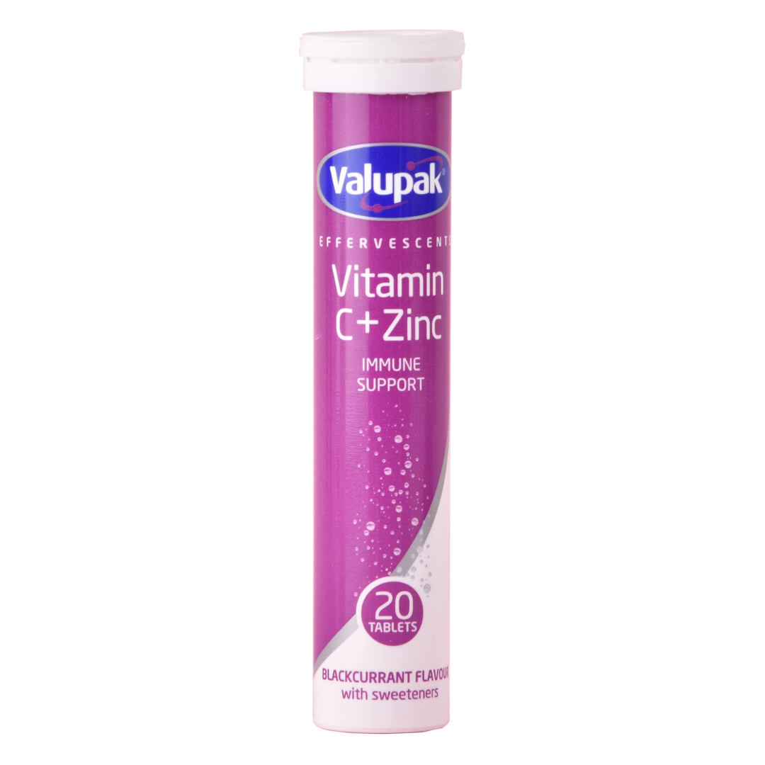 Valupak Effervescent Vitamin C + Zinc Immune Support 20 Tablets